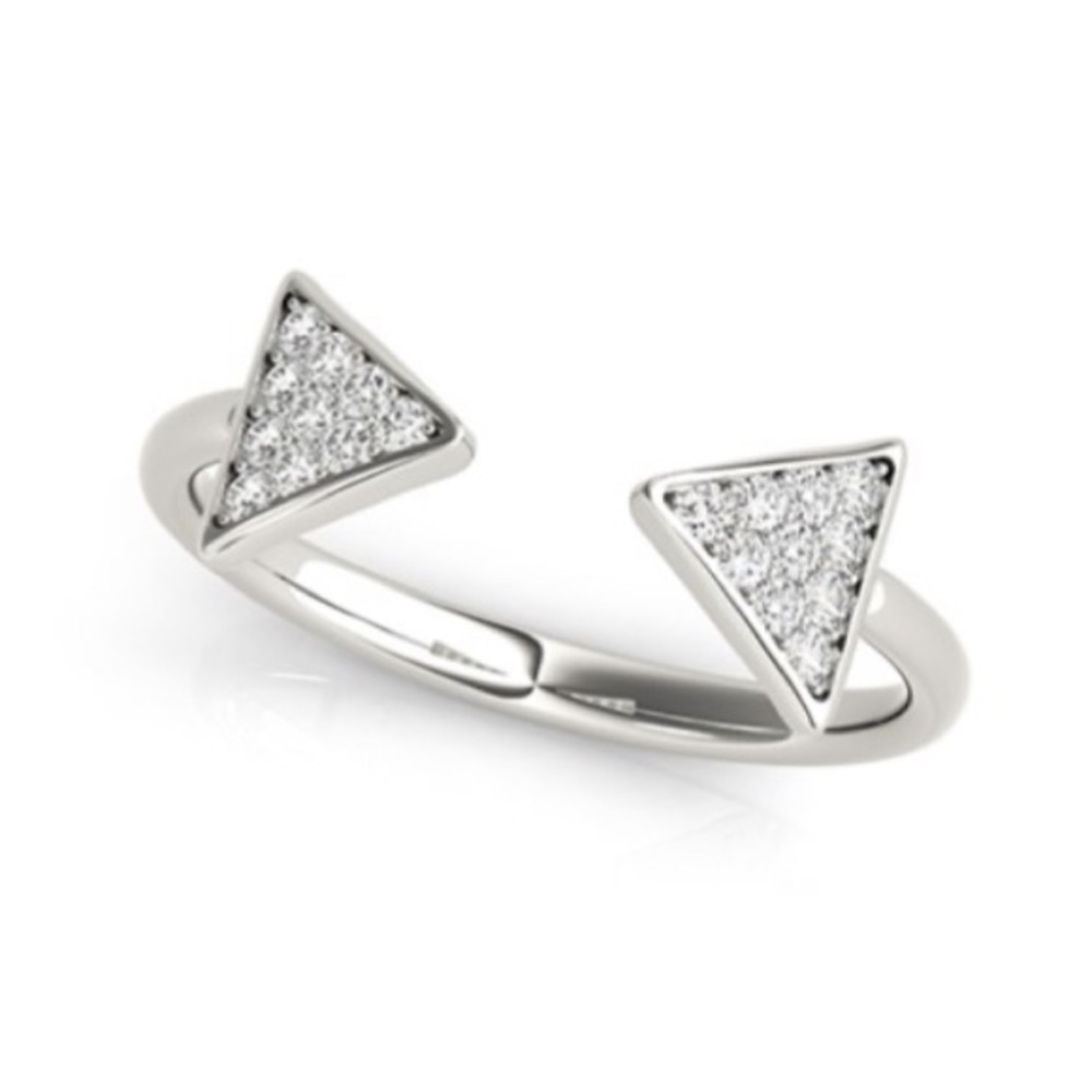 Open Double Triangle .2ct Diamond Ring 14K White Gold